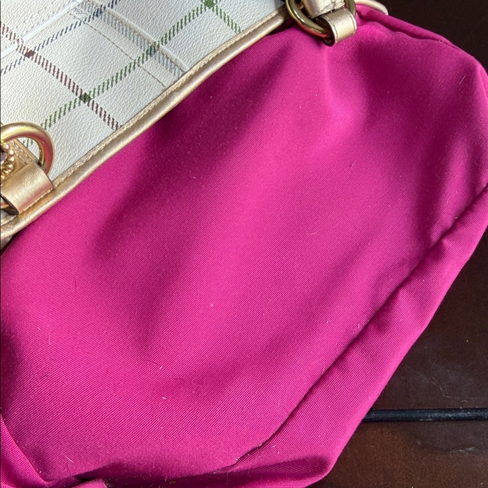 Coach Peyton Tattersall Plaid Satchel Tote Coated Canvas Ivory - Picture 5 of 16